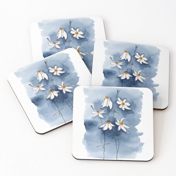 Artikelvorschau, Marineblaue und weiße Aquarell-Gänseblümchen-Blumen entworfen und verkauft von ArticraftShop.