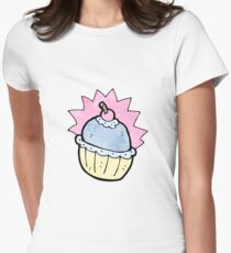 cartoon cupcake Women's Fitted T-Shirt