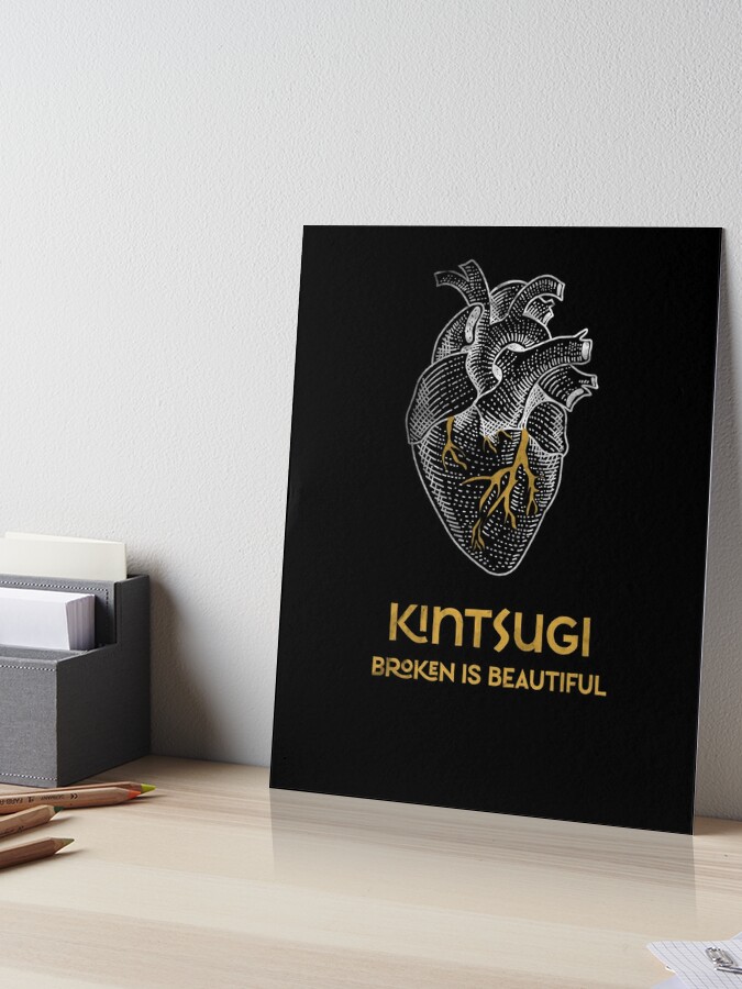 Broken is Beautiful Kintsugi Japanese Pottery Heart with Gold Art Board  Print for Sale by Amir Abou-Roumié