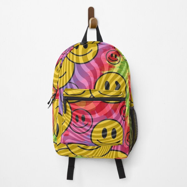 Item preview, retro colors tie dye melting smile emoji pattern designed and sold by Beeroclock.