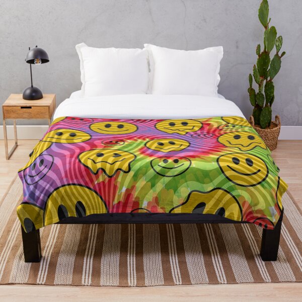 Item preview, retro colors tie dye melting smile emoji pattern designed and sold by Beeroclock.