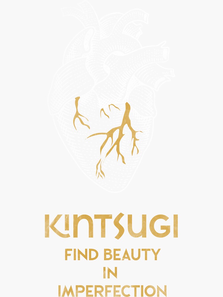 "Find Beauty in Imperfection Kintsugi Japanese Pottery Heart with Gold