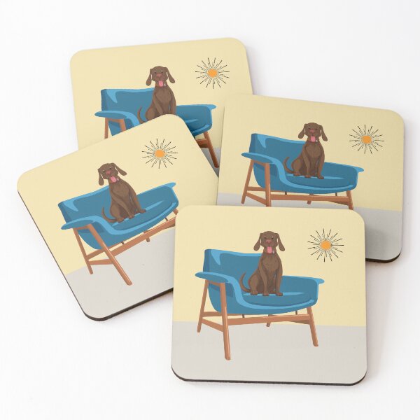 Item preview, Happy Dog Sitting on Mid Century Modern Chair designed and sold by LisWilliams.