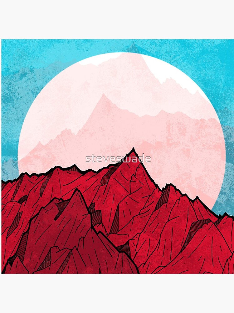 Red mountains under the great moon by steveswade