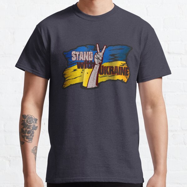 Stand with Ukraine - flag and victory sign Classic T-Shirt
