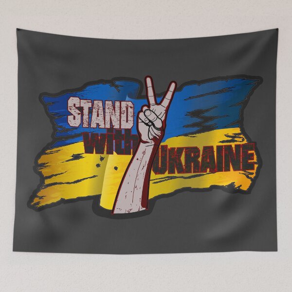Item preview, Stand with Ukraine - flag and victory sign designed and sold by MarkozeArts.