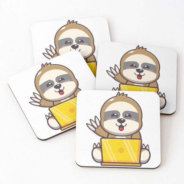 Item preview, Cute sloth with laptop cute cartoon animal illustration designed and sold by ELBStore.