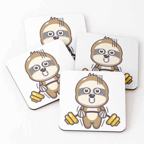 Item preview, Cute sloth lifting barbell cute cartoon animal illustration designed and sold by ELBStore.