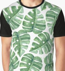 Green Leaves Watercolor Pattern Graphic T-Shirt