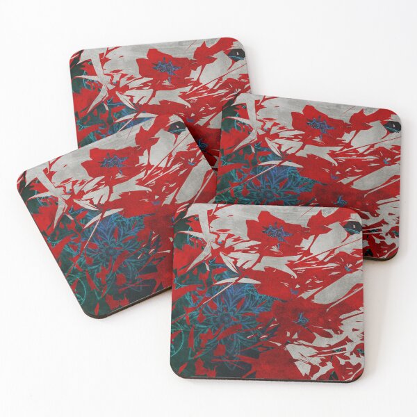 Item preview, Red Blue and Gray Abstract Flower Collage designed and sold by WesternExposure.