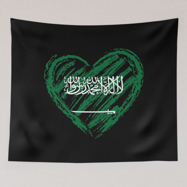 Artikelvorschau, Saudi-Arabien-Flaggen-Herz in der Hand, das für Saudis und KSA-Liebhaber zeichnet entworfen und verkauft von ArabCorner.