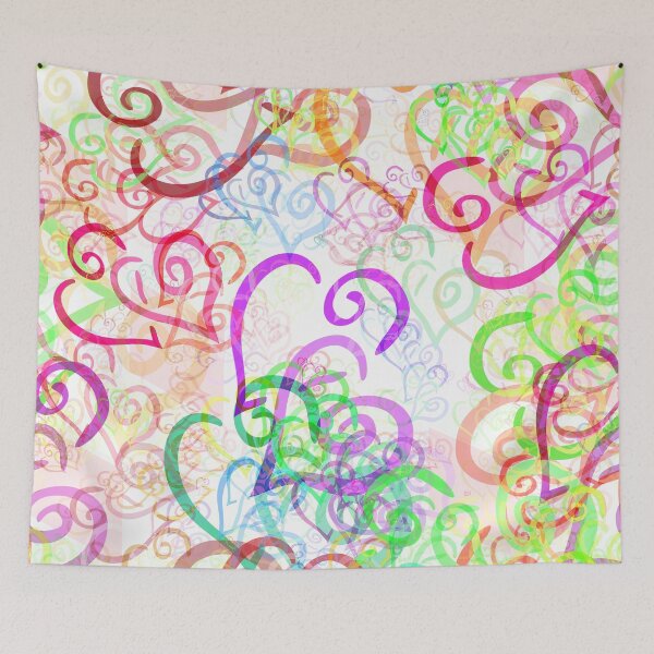 Item preview, Pink and Purple Curved Hearts on Cream designed and sold by SeaChangeDesign.