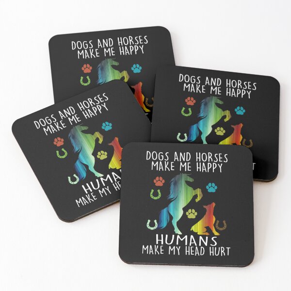 Item preview, Dogs and horses make me happy humans make my head hurt rainbow wallpapers, funny dog and horse gift idea, dog horse saying quote designed and sold by RedArtsDesign.