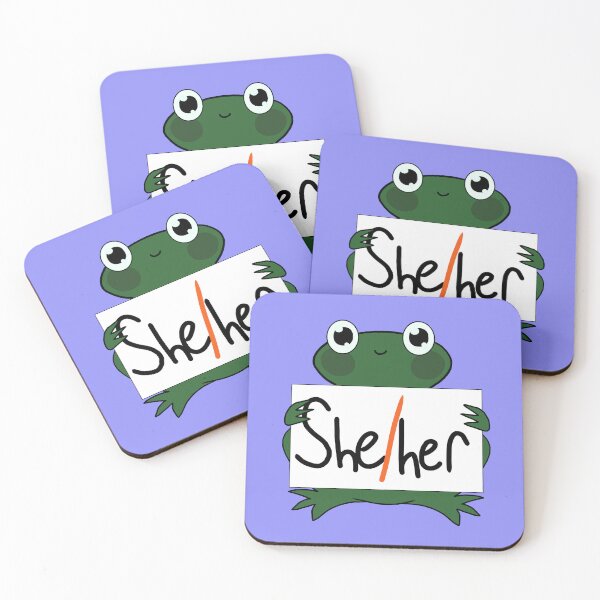 Item preview, She/her/hers pronoun frog designed and sold by Spell-the-Bee.