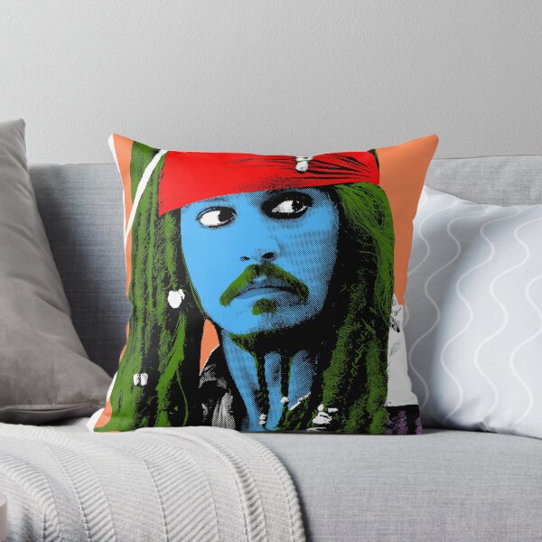 Kapitän Jack Sparrow Andy Warhol-Art Plakat, Pop-Art-großes Digital-Plakat-Porträt. Dekokissen