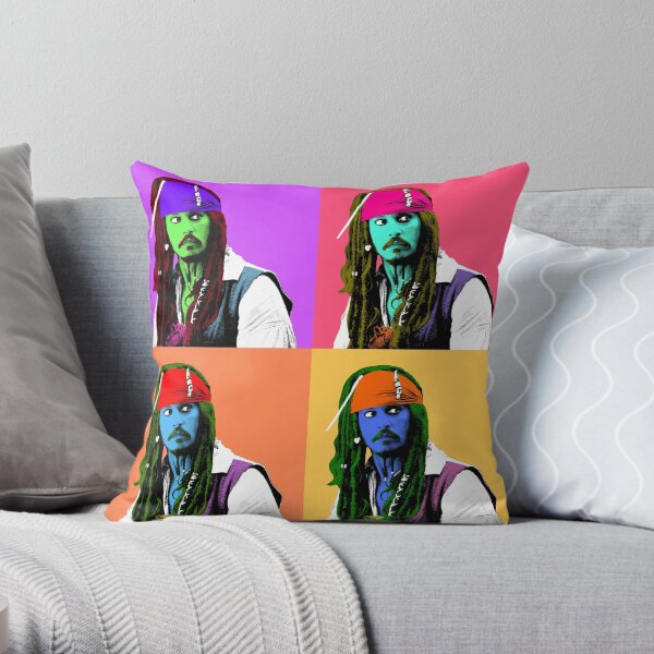 Captain Jack Sparrow Andy Warhol Stil Poster, Pop Art 6 Farbe Digital Poster Portrait. Piraten der Karibik. Dekokissen