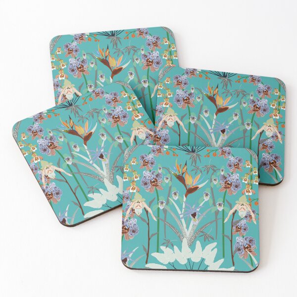 Item preview, Beautiful Orchid, Bird of Paradise Design, Aqua Background designed and sold by Jaydee001.