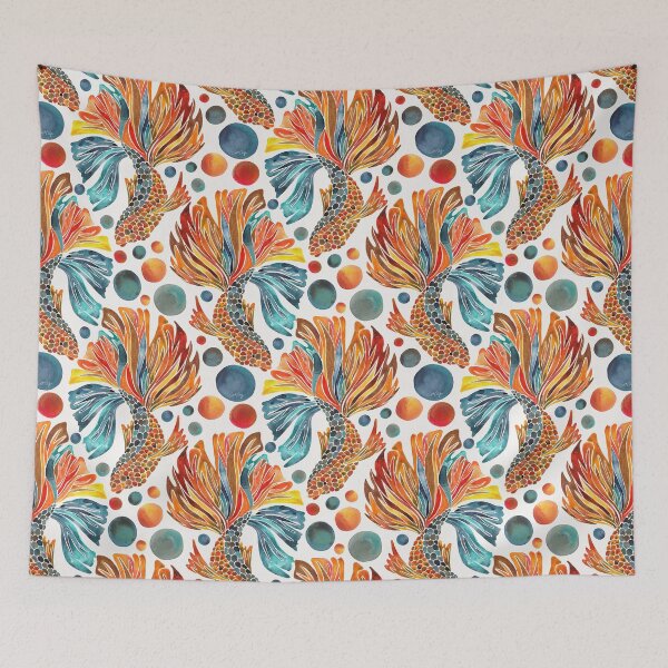 Item preview, Siamese Fighting Fish – Orange & Blue designed and sold by Cat Coquillette.
