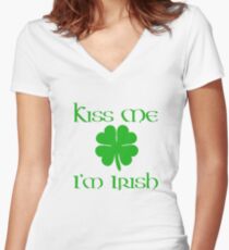 Kiss me I'm Irish St Patrick's Day Women's Fitted V-Neck T-Shirt