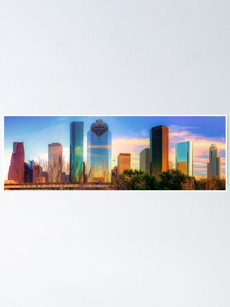 "Houston Texas Panoramic Skyline At Sunset" Poster For Sale By ...