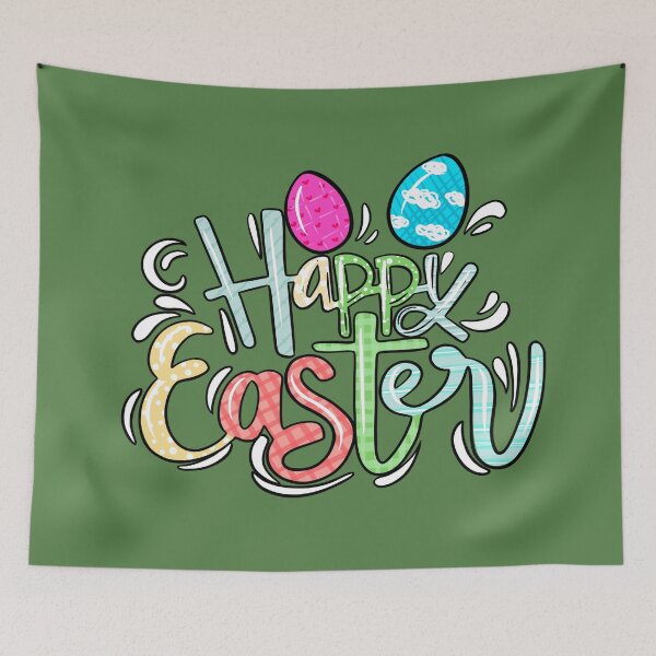 Item preview, Happy Easter Text | Bunny Season | Easter Holiday | Colourful Eggs designed and sold by Digital-Thought.