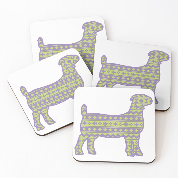 Item preview, Boer Goat with Green & Purple Aztec Pattern designed and sold by Sam Morrison.