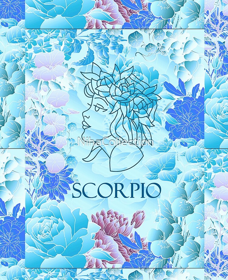 Scorpio Zodiac Aqua Blue Fantasy Design Horoscope Design