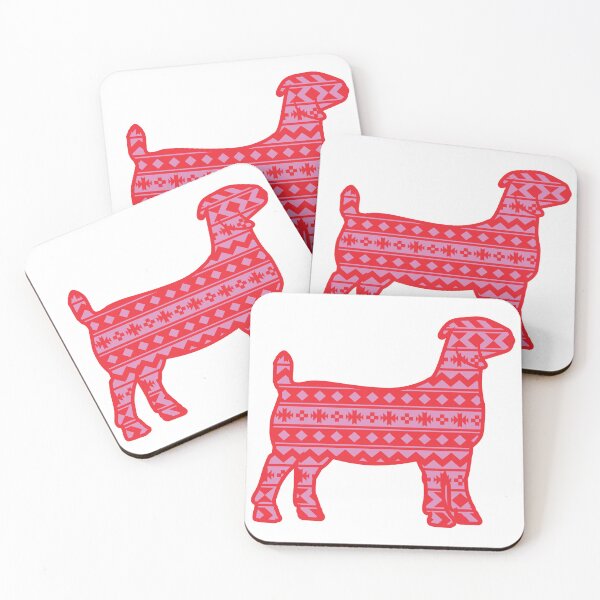 Item preview, Boer Goat with Red & Pink Aztec Pattern designed and sold by Sam Morrison.