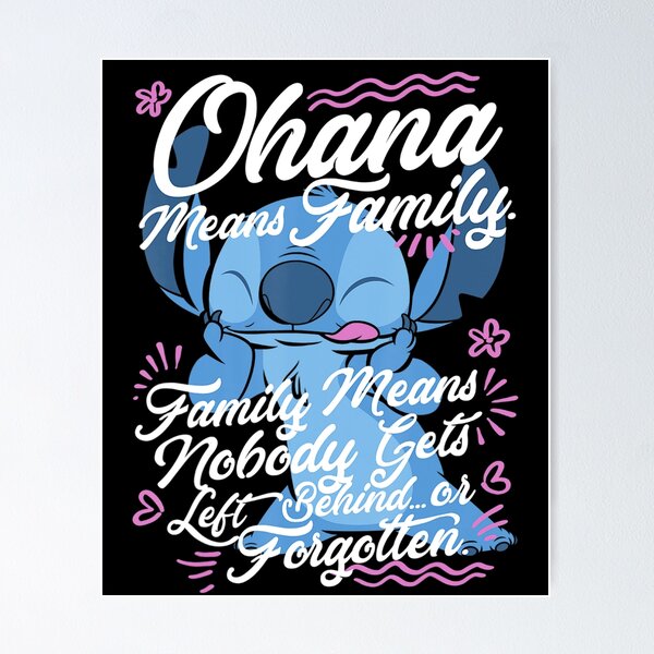 Stitch Art Print Lilo and Stitch Poster Ohana Means Family Quote