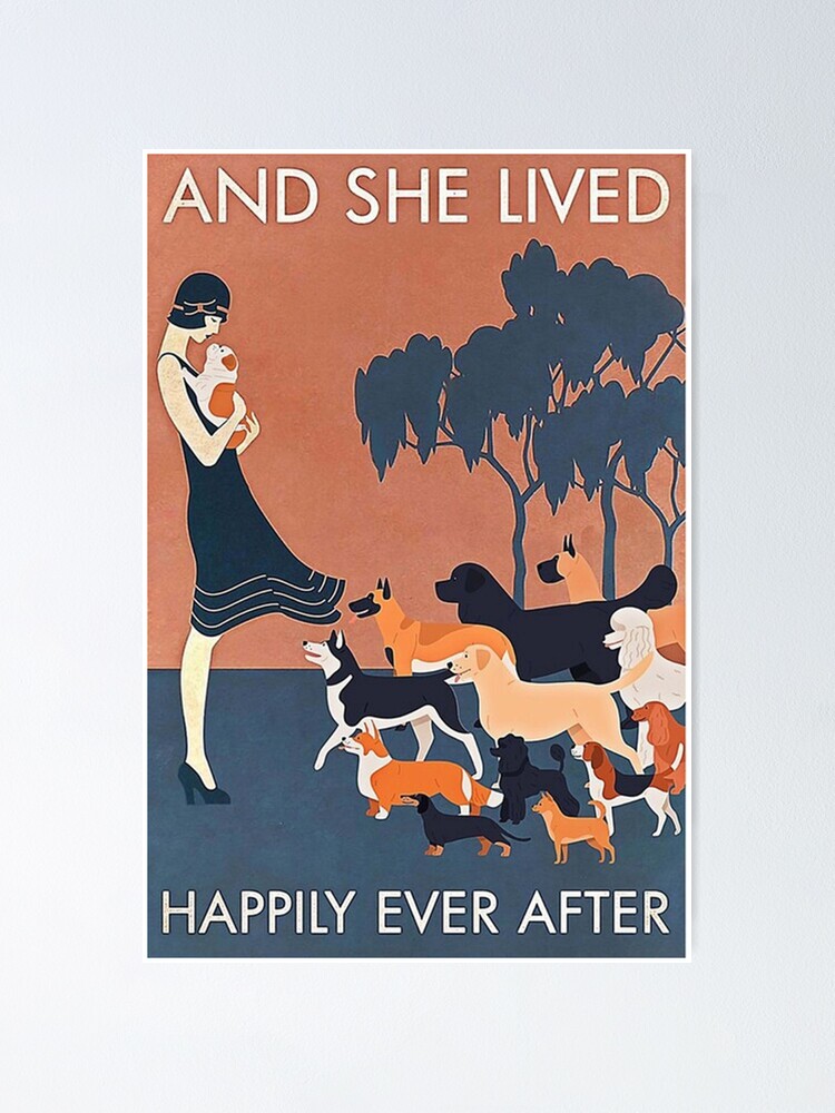 Und Sie Lebten Glücklich Bis Ans Ende Ihrer Tage "Vintage Mädchen und Hund und sie lebte glücklich bis ans Ende ihrer