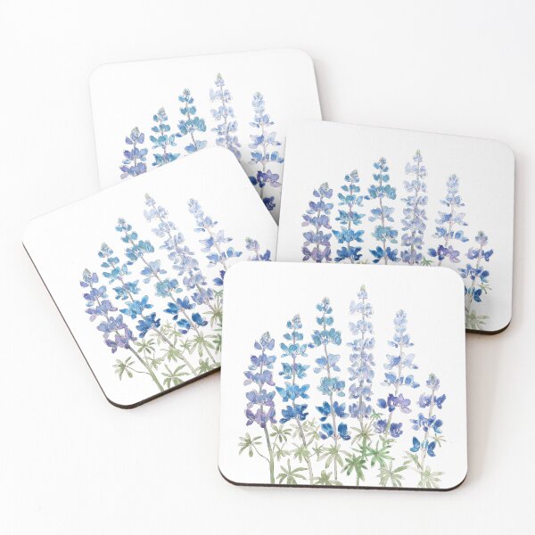 Item preview, hand painted blue and purple lupin flowers watercolor  designed and sold by ColorandColor.