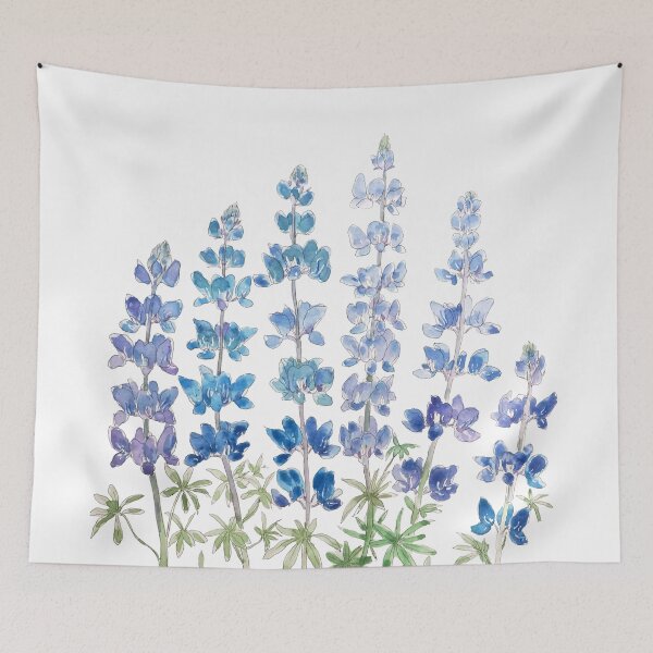 Item preview, hand painted blue and purple lupin flowers watercolor  designed and sold by ColorandColor.