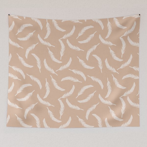 Item preview, Floating Feathers - White on Peach designed and sold by Jasrese.