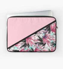 Blush Pink and Teal Abstract Tropical Leaves Laptop Sleeve