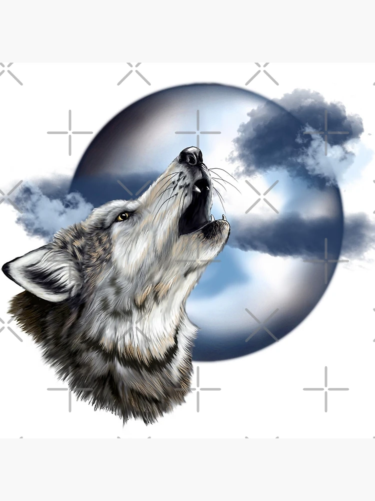 moon wolf ハンドメイドパステル画　絵画アート原画 moon wolf ハンドメイドパステル画 絵画アート原画 アート・写真