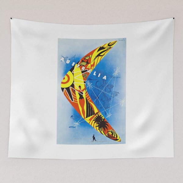 Item preview, 1957 AUSTRALIA Boomerang Aboriginal Art Poster designed and sold by retrographics.