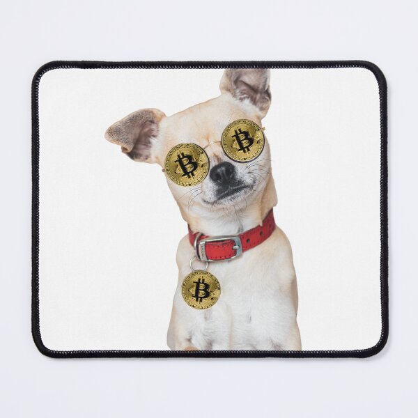 Item preview, bitcoin puppy wearing bitcoin glasses and dog tag  designed and sold by Miss Sparkle.