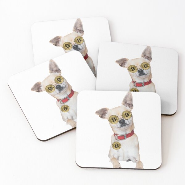Item preview, bitcoin puppy wearing bitcoin glasses and dog tag  designed and sold by Miss Sparkle.