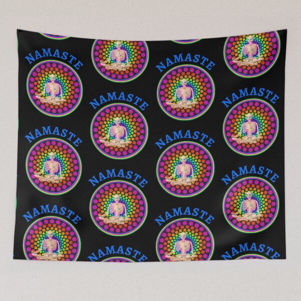 Item preview, Colorful Pop Art Meditating Skeleton  designed and sold by WoodburyLake.