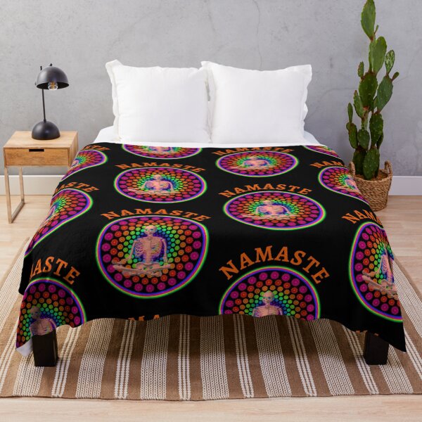 Item preview, Colorful Pop Art Meditating Skeleton designed and sold by WoodburyLake.