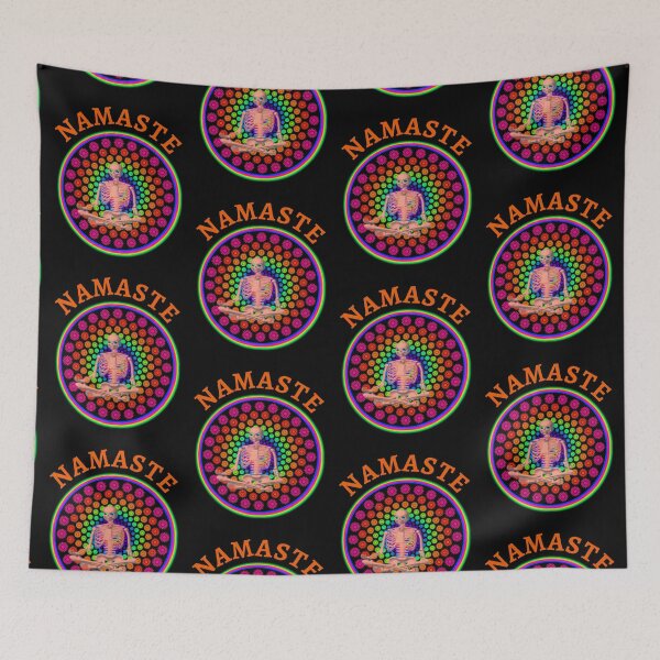 Item preview, Colorful Pop Art Meditating Skeleton  designed and sold by WoodburyLake.