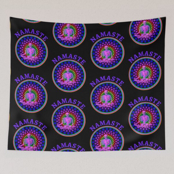 Item preview, Colorful Pop Art Meditating Skeleton  designed and sold by WoodburyLake.