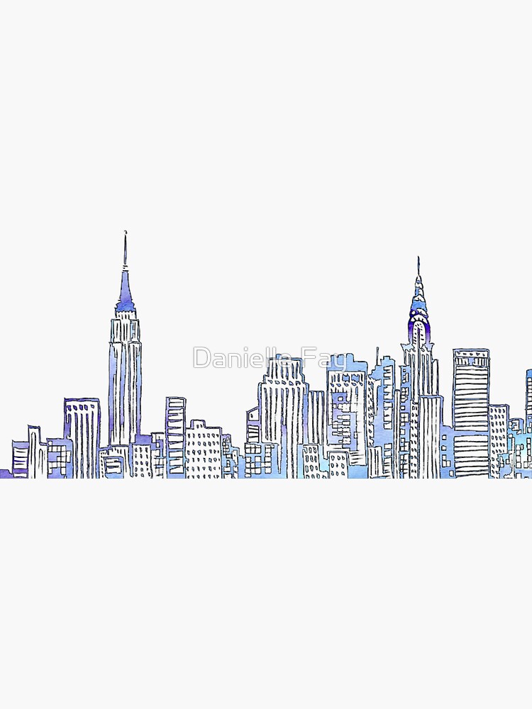 Thumbnail 3 of 3, Sticker, NYC Skyline designed and sold by doodlesbydani.
