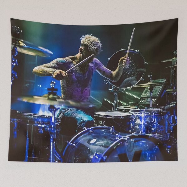 Item preview, Kelly playing drums on stage designed and sold by DejaPrice.