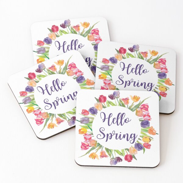Item preview, Hello Spring Watercolor Tulip Calligraphy  designed and sold by MochaMeli.