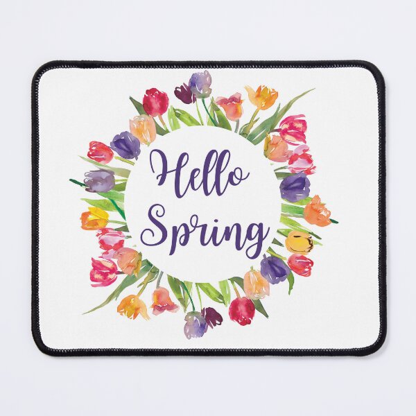 Item preview, Hello Spring Watercolor Tulip Calligraphy  designed and sold by MochaMeli.