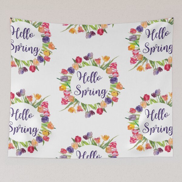 Item preview, Hello Spring Watercolor Tulip Calligraphy  designed and sold by MochaMeli.