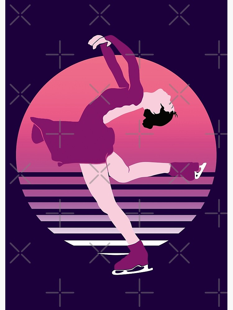 Patinaje artístico. Niña bailando sobre el hielo. Ilustración de