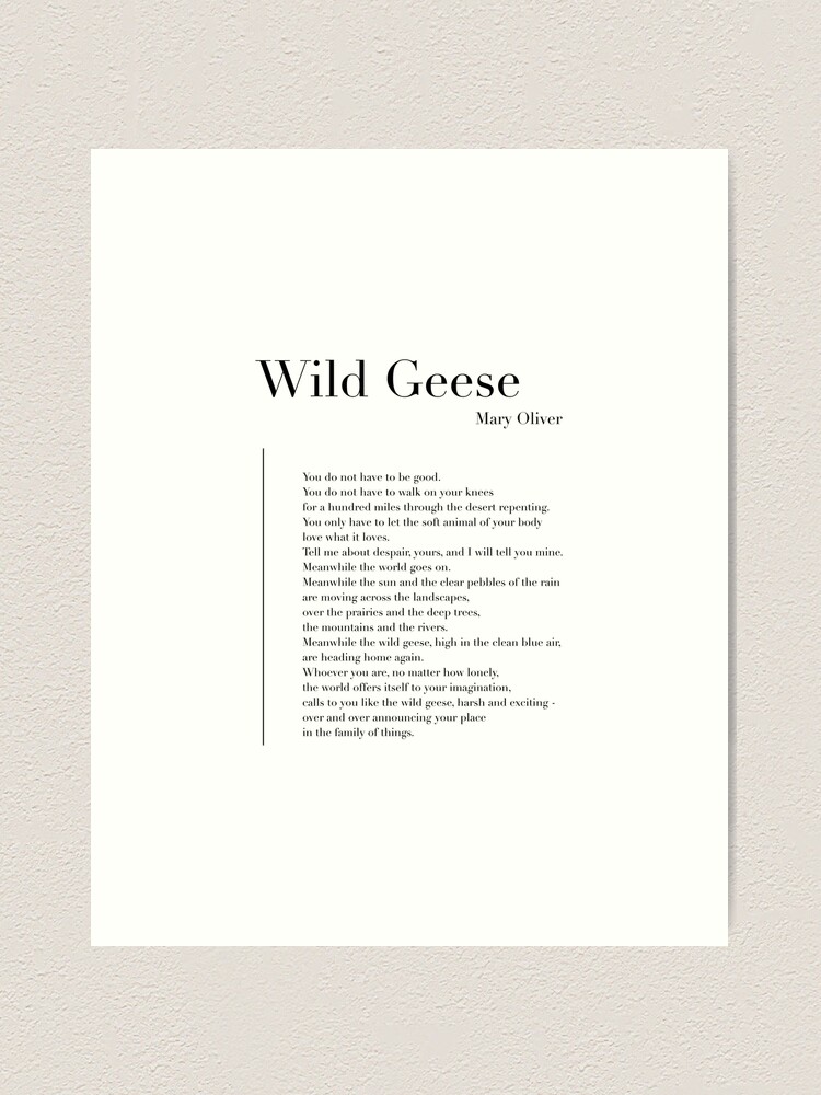 Alternate view of Wild Geese by Mary Oliver Art Print