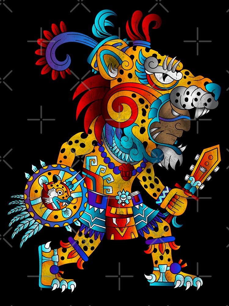 Aztec Jaguar Warrior Skull, Sticker, Decal Vinyl, Mexico